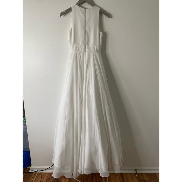 IEENA for MAC DUGGAL White Layered Tulle Chiffon Wedding Ball Gown Size 2 - Picture 8 of 16